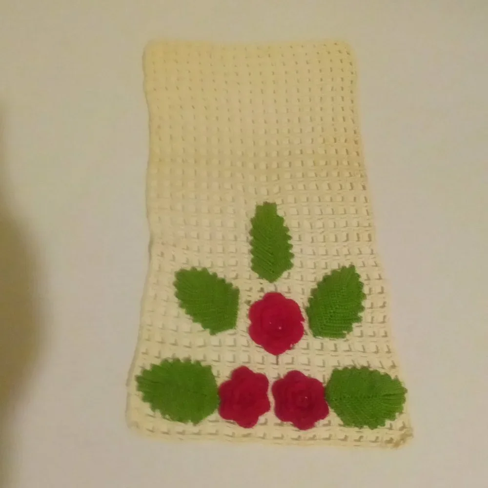 Vintage Hand Crafted Crocheted Doilies 3D Roses Set of 3